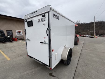 New 2026 Car Mate Trailers 5X10 Sportster Enclosed Trailer - Crystal White - 6" extra height - W/ Ramp Door - 2990# GVWR