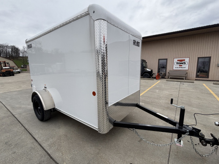 New 2026 Car Mate Trailers 5X10 Sportster Enclosed Trailer - Crystal White - 6  extra height - W/ Ramp Door - 2990# GVWR