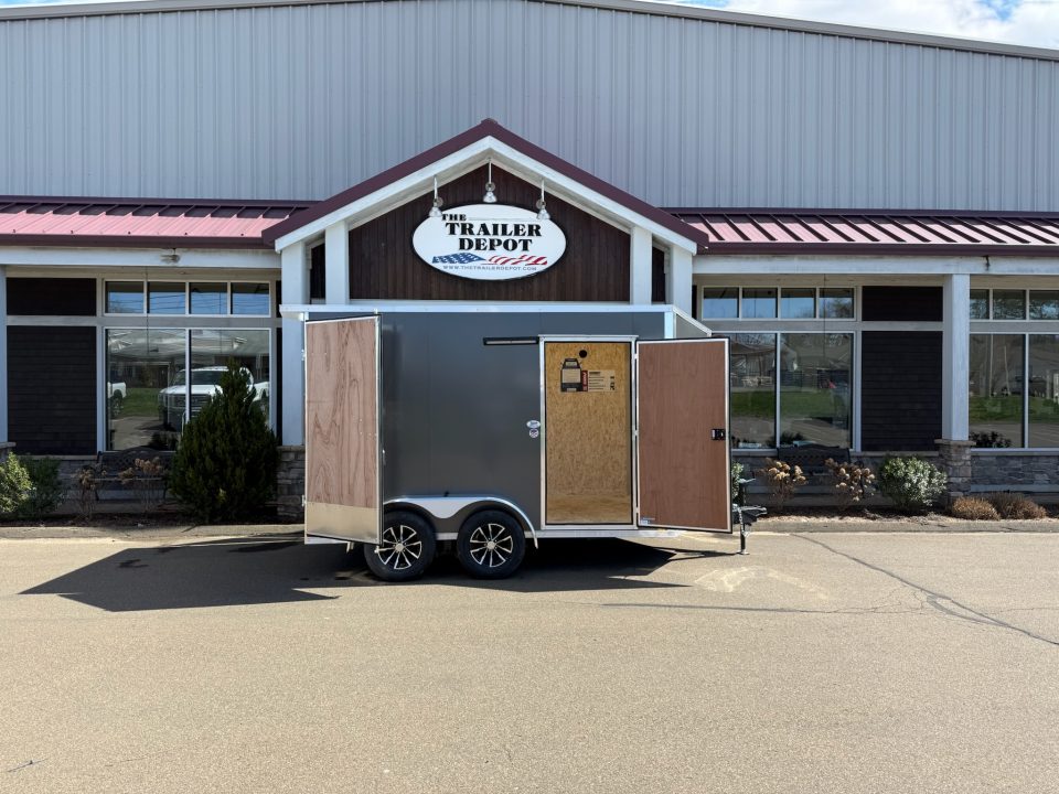New Pace American 7' x 12' + V-Nose Enclosed Cargo Trailer with Rear Double Doors 7K