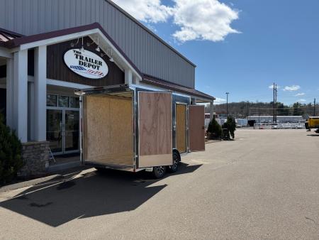 New Pace American 7' x 12' + V-Nose Enclosed Cargo Trailer with Rear Double Doors 7K