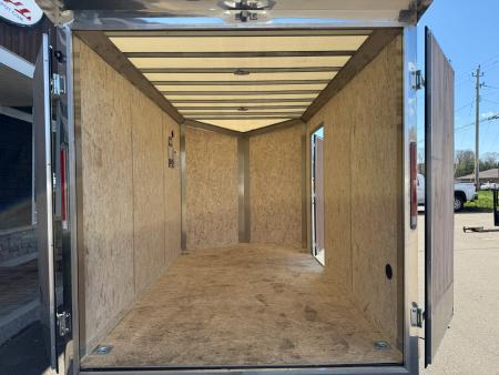 New Pace American 7' x 12' + V-Nose Enclosed Cargo Trailer with Rear Double Doors 7K