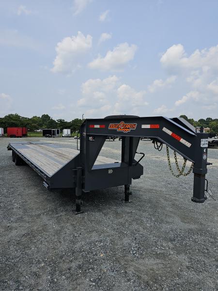 New 2026 Down 2 Earth Trailers 35' 23.5K Gooseneck Flatbed Trailer w/ 5' Dove and Real Steel Ramps