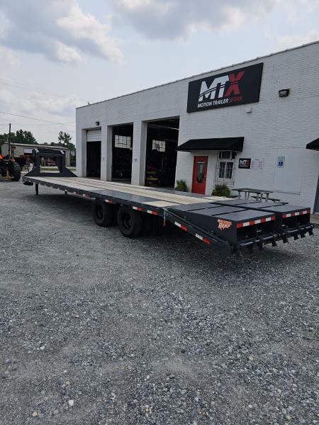 New 2026 Down 2 Earth Trailers 35' 23.5K Gooseneck Flatbed Trailer w/ 5' Dove and Real Steel Ramps