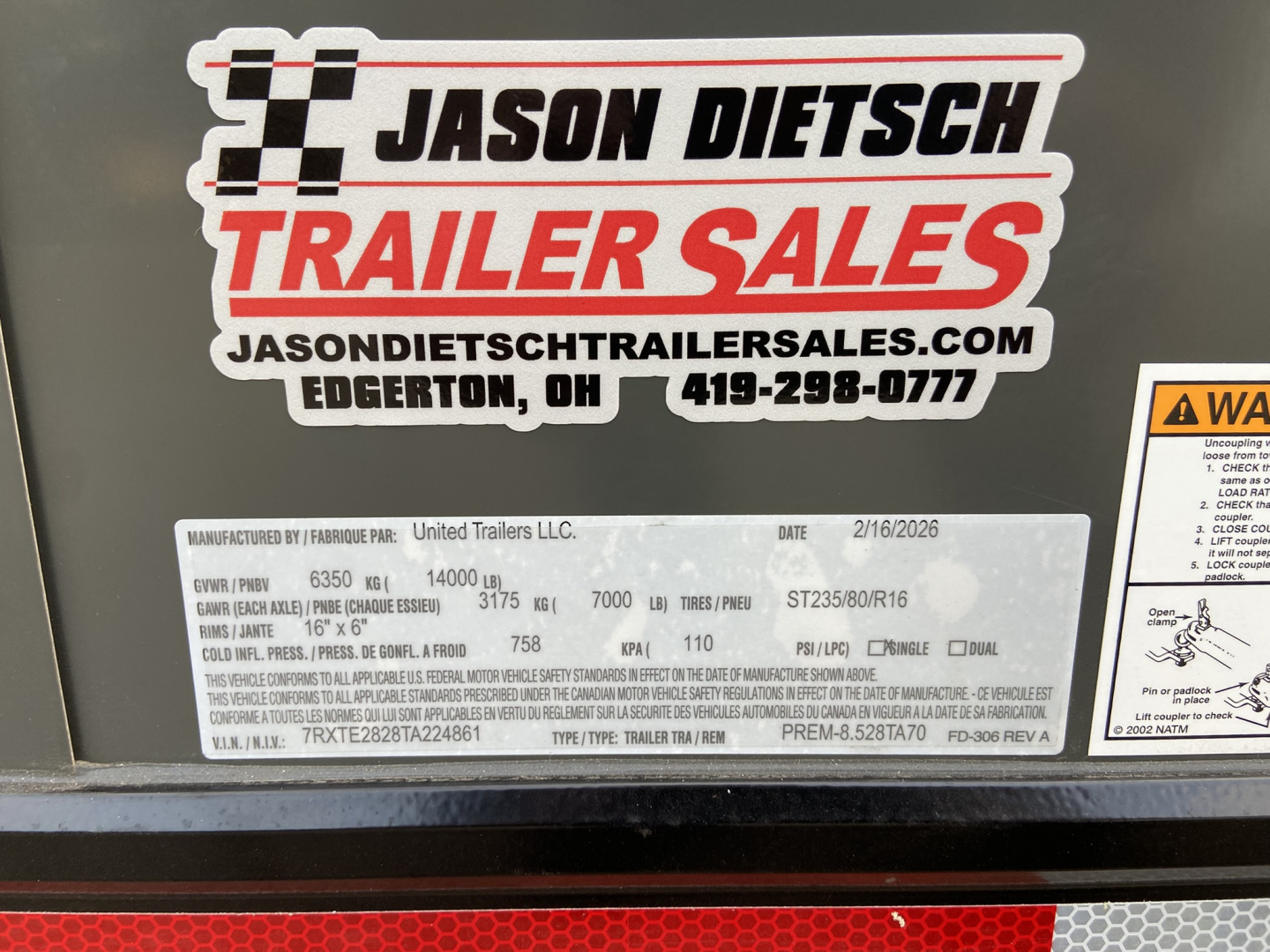 New United Trailers PREM 8.5X28 Racing Trailer