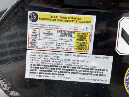 New Horizon 10'X60X18" BP Dump Trailer