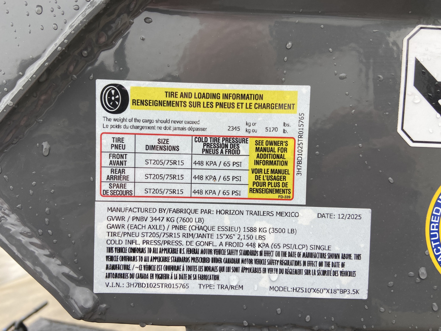 New Horizon 10'X60X18" BP Dump Trailer