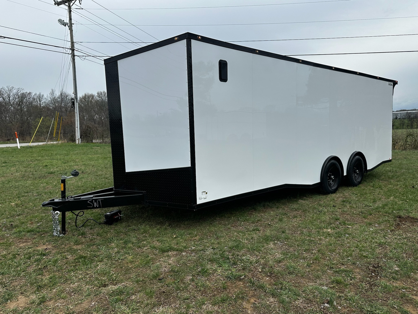 New 2026 Luxe 8.5x24 Racing Trailer Finished Interior- 5200 Tandem Axle-White-Blackout