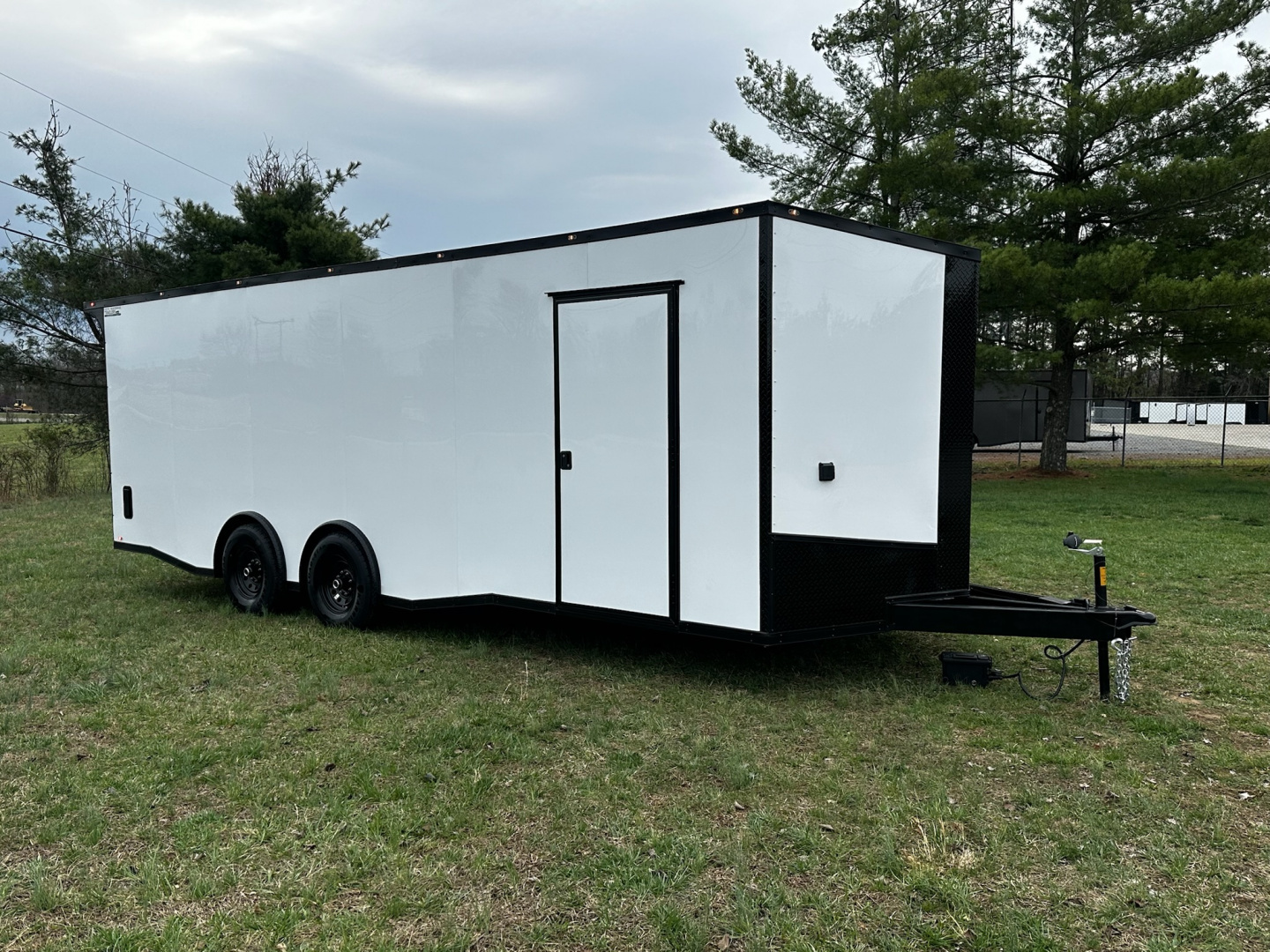 New 2026 Luxe 8.5x24 Racing Trailer Finished Interior- 5200 Tandem Axle-White-Blackout