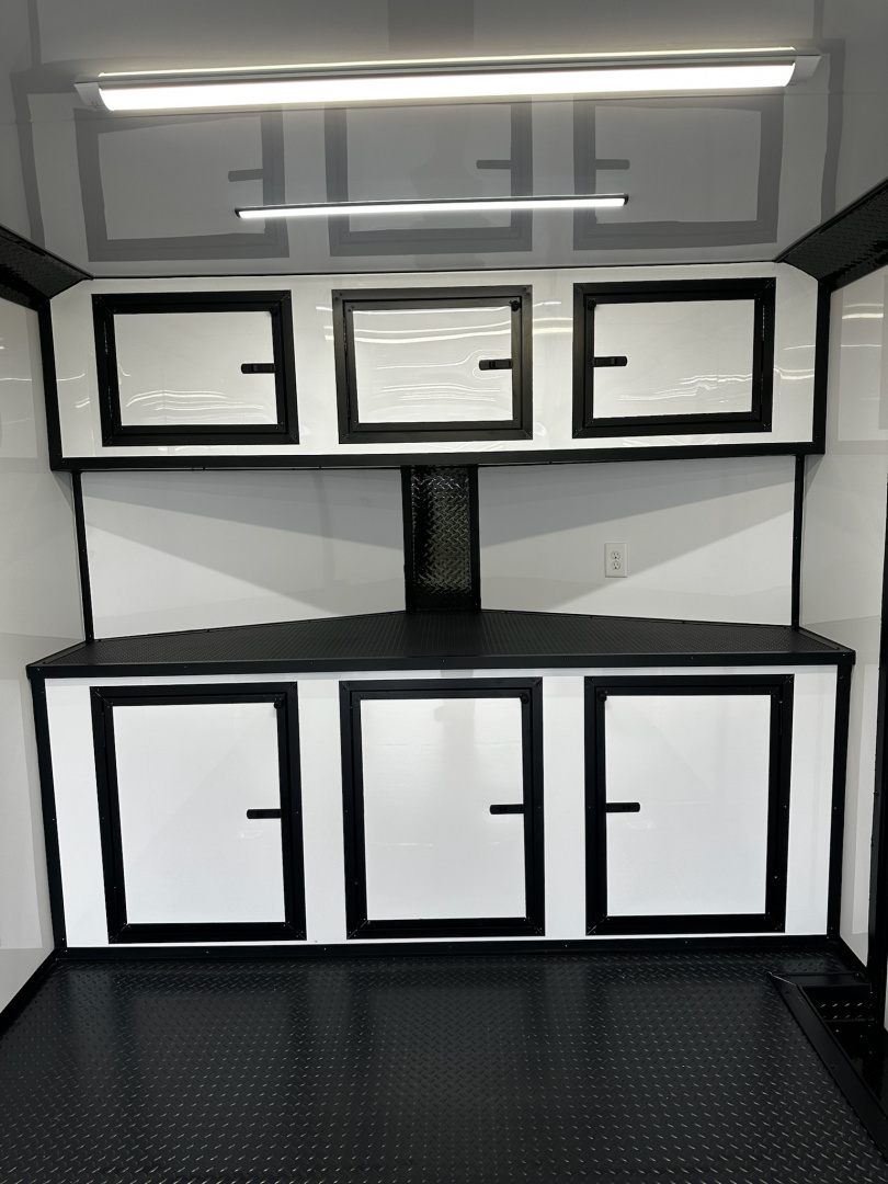 New 2026 Luxe 8.5x24 Racing Trailer Finished Interior- 5200 Tandem Axle-White-Blackout