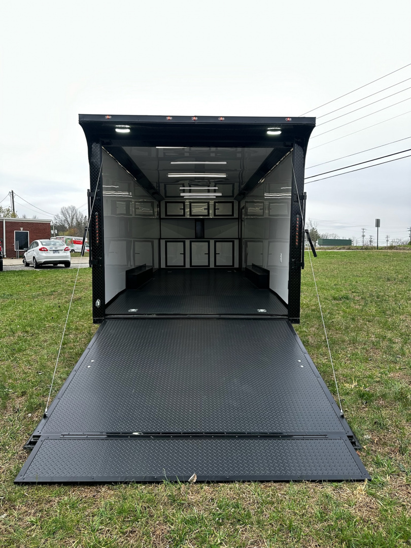 New 2026 Luxe 8.5x24 Racing Trailer Finished Interior- 5200 Tandem Axle-White-Blackout