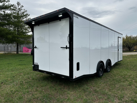 New 2026 Luxe 8.5x24 Racing Trailer Finished Interior- 5200 Tandem Axle-White-Blackout