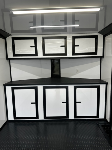 New 2026 Luxe 8.5x24 Racing Trailer Finished Interior- 5200 Tandem Axle-White-Blackout