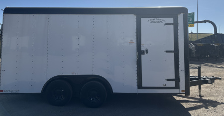 New 2025 Cargo Craft 8.5'x16'x7'tall Expedition Extreme White/Blk out w/ ramp & heavy frame Cargo / Enclosed Trailer