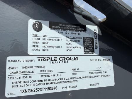New 2026 Triple Crown Trailers 25FT (20+5) Gooseneck Equipment Trailer – Dovetail w/ Mega Ramps