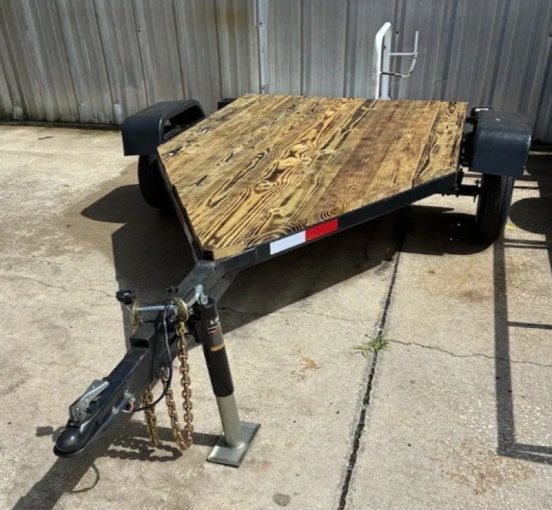 Used 2015 Homemade 6 x 4 Utility Trailer with New Chains, Paint & Wood Utility Trailer