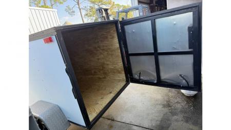Used 2004 321 Trailers LLC 4x6 White Enclosed Trailer with New Paint, Wood Floor & LED Lights