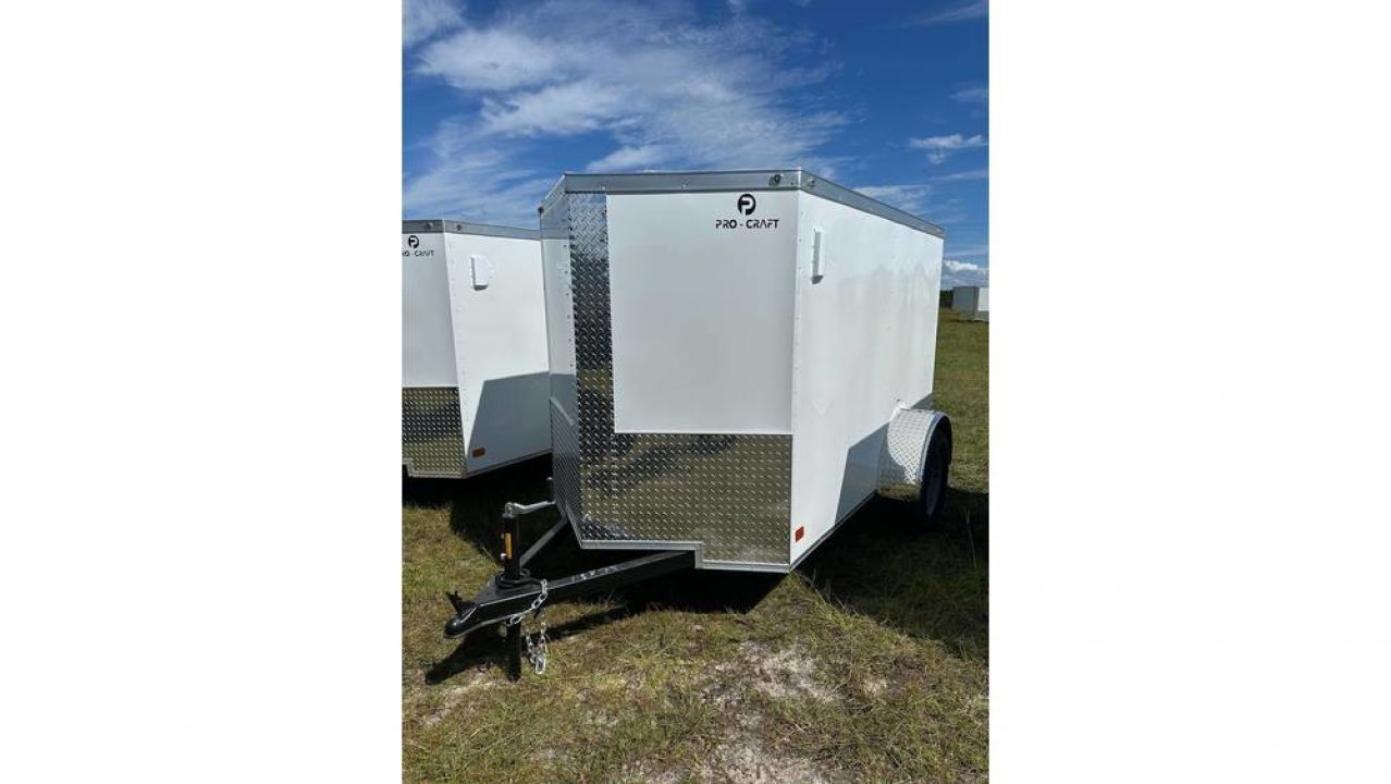New 2026 Pro Craft 4 x 8 Small Trailer with Single Axle White Enclosed