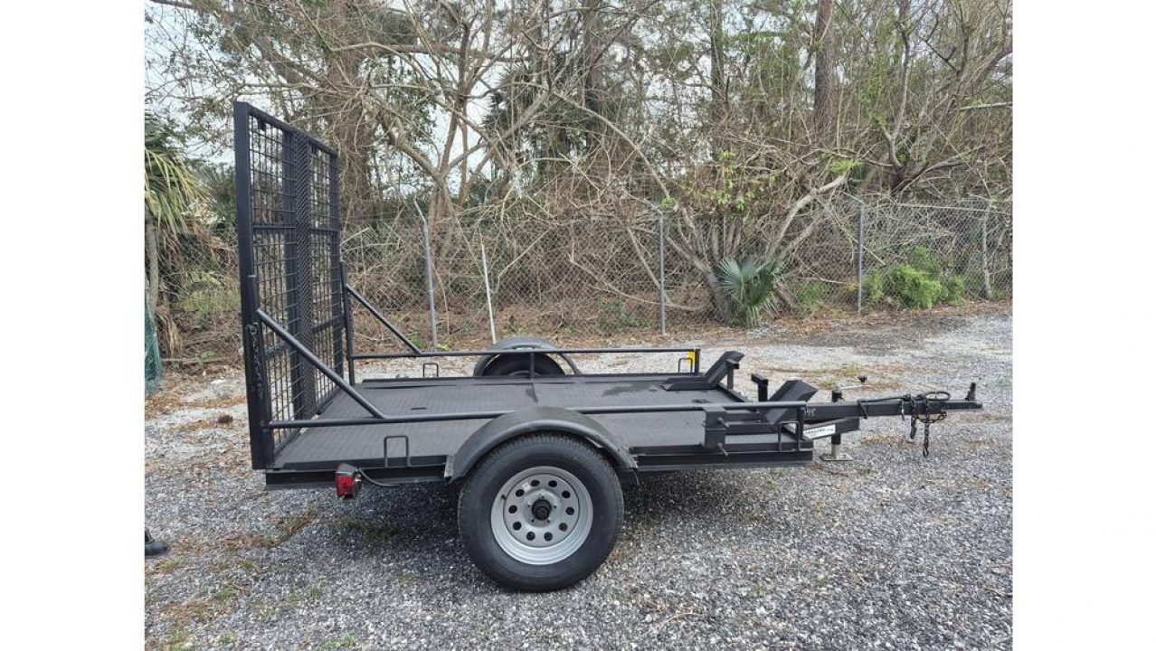Used 2025 321 Trailers LLC 5x8 Bumper Pull Steel Utility Trailer with Motorcycle Chocks or Trike Tie Downs Utility Trailer