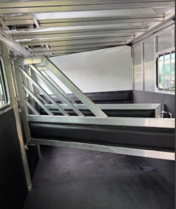 New 2026 Frontier Flatbeds 3 Horse Trailer with Drop Down Windows and Double Doors in Rear