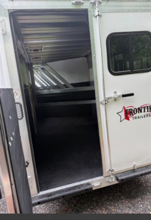 New 2026 Frontier Flatbeds 3 Horse Trailer with Drop Down Windows and Double Doors in Rear