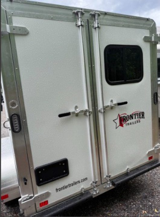 New 2026 Frontier Flatbeds 3 Horse Trailer with Drop Down Windows and Double Doors in Rear