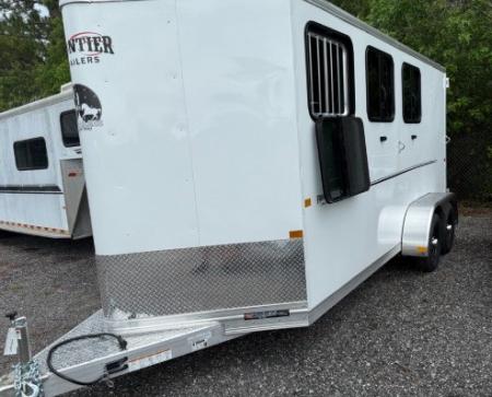 New 2026 Frontier Flatbeds 3 Horse Trailer with Drop Down Windows and Double Doors in Rear