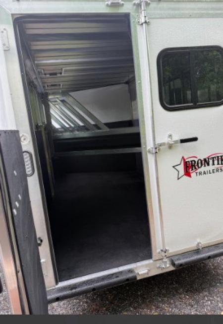 New 2026 Frontier Flatbeds 3 Horse Trailer with Drop Down Windows and Double Doors in Rear