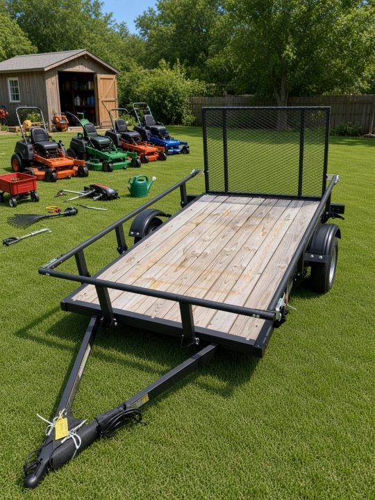 New 5x8 Utility Trailer with Treated Deck & Lockable Gate Latch