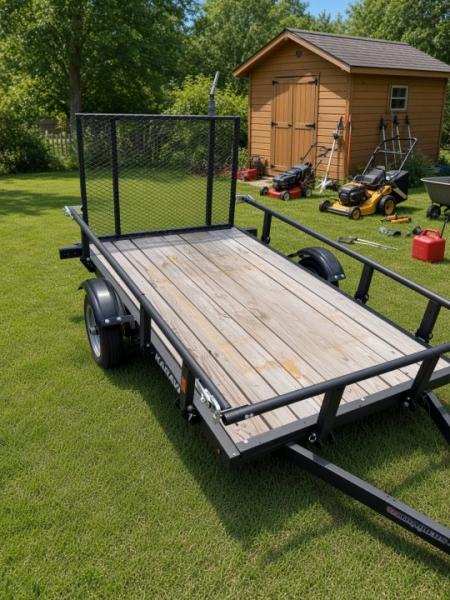 New 5x8 Utility Trailer with Treated Deck & Lockable Gate Latch