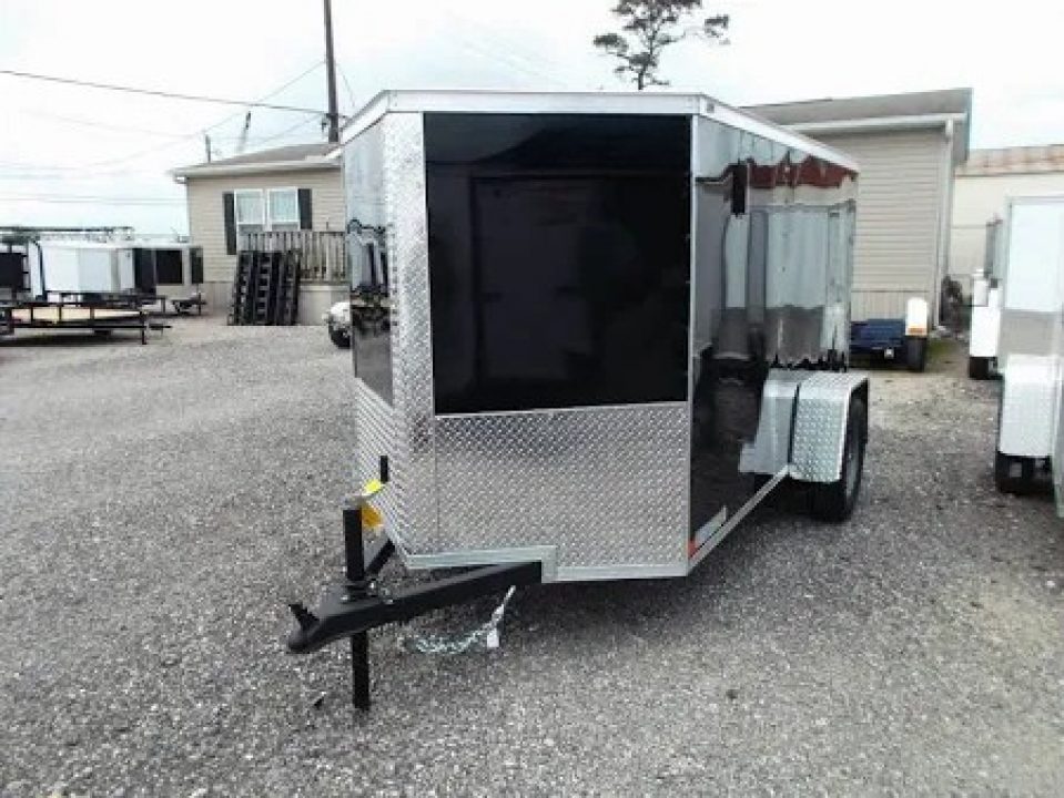New 2026 Ware Cargo Trailers 5 x 10 Black Single Axle Enclosed Trailer with Side Door and Ramp