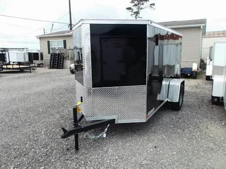 New 2026 Ware Cargo Trailers 5 x 10 Black Single Axle Enclosed Trailer with Side Door and Ramp