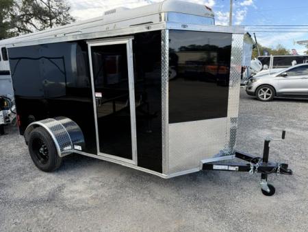 New 2026 Ware Cargo Trailers 5 x 10 Black Single Axle Enclosed Trailer with Side Door and Ramp