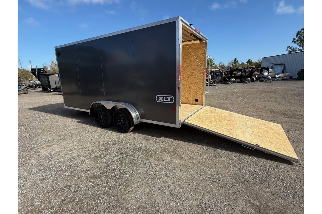 New 2026 ALCOM 7 x 16 Aluminum Enclosed Trailer with 6" Extra Height, Upgraded Paddle Handle & Piano Hinge Side Access Door