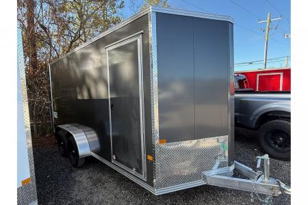 New 2026 ALCOM 7 x 16 Aluminum Enclosed Trailer with 6  Extra Height, Upgraded Paddle Handle & Piano Hinge Side Access Door