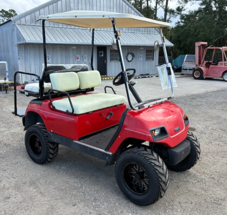 Used 2000 Yamaha Lifted 4 Seater Gas Golf Cart with New Tires & Back Seat Golf Cart