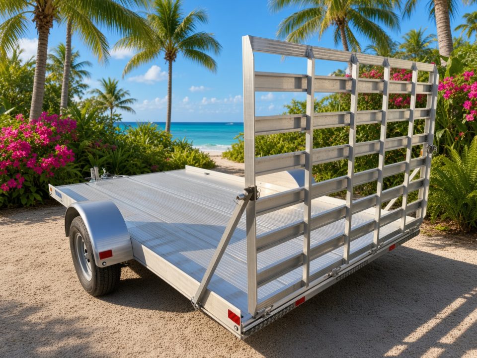 New 2026 Mission 7 x 12 Lightweight Aluminum Utility Single Axle Trailer Perfect for Golf Carts & Small Mowers