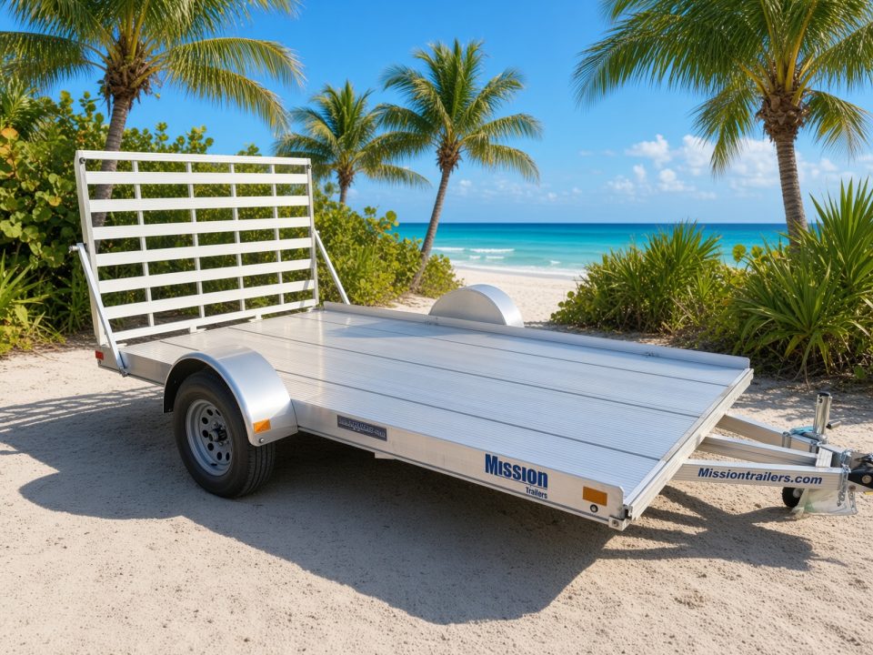 New 2026 Mission 7 x 12 Lightweight Aluminum Utility Single Axle Trailer Perfect for Golf Carts & Small Mowers