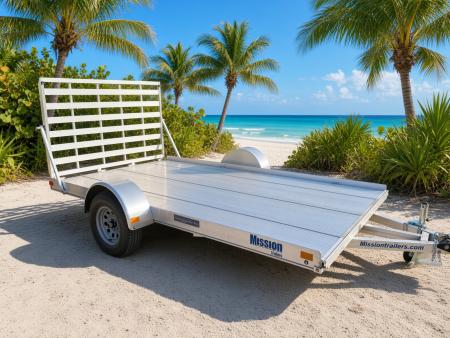 New 2026 Mission 7 x 12 Lightweight Aluminum Utility Single Axle Trailer Perfect for Golf Carts & Small Mowers