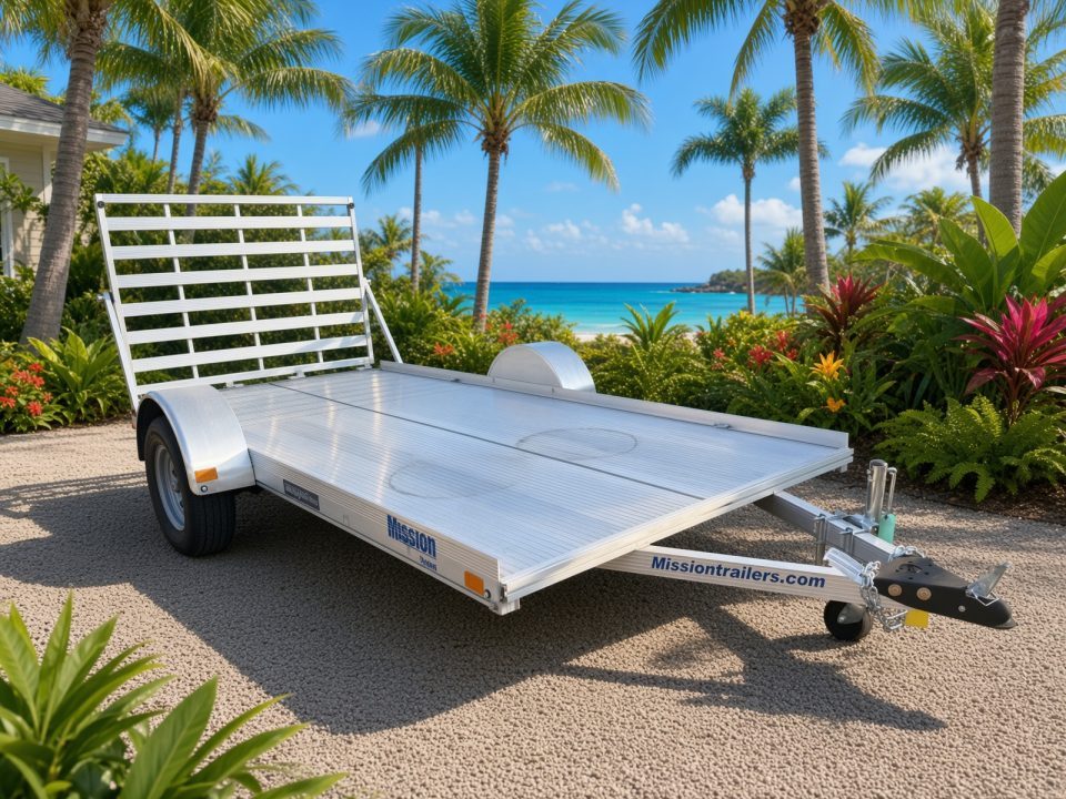New 2026 Mission 6 x 12 All Aluminum Lightweight Utility Single Axle Trailer with Swing Up Jack