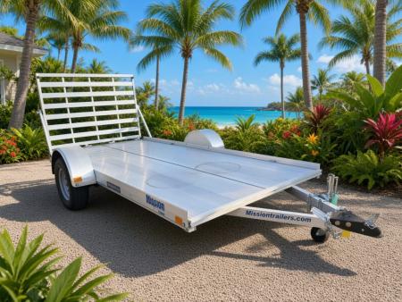 New 2026 Mission 6 x 12 All Aluminum Lightweight Utility Single Axle Trailer with Swing Up Jack