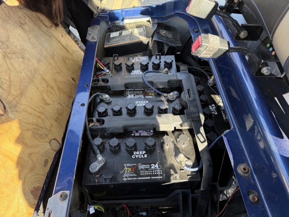 Used 2014 E-Z-GO 4 Seat Great Condition Lifted Blue RXV Golf Cart with New Batteries Golf Cart