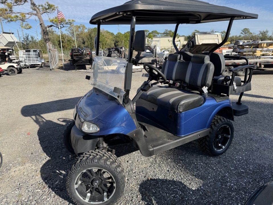 Used 2014 E-Z-GO 4 Seat Great Condition Lifted Blue RXV Golf Cart with New Batteries Golf Cart