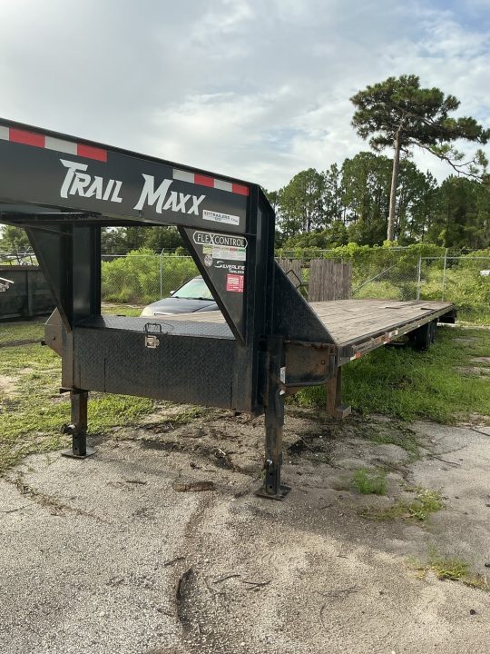 Used 2023 Trail Maxx 40 Ft Gooseneck Trailer – Mega Ramps & 12K GVWR Heavy-Duty Equipment Hauler Equipment Trailer