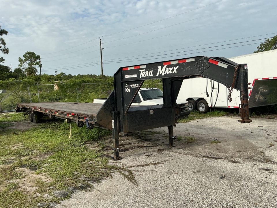 Used 2023 Trail Maxx 40 Ft Gooseneck Trailer – Mega Ramps & 12K GVWR Heavy-Duty Equipment Hauler Equipment Trailer