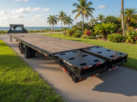 Used 2023 Trail Maxx 40 Ft Gooseneck Trailer – Mega Ramps & 12K GVWR Heavy-Duty Equipment Hauler Equipment Trailer