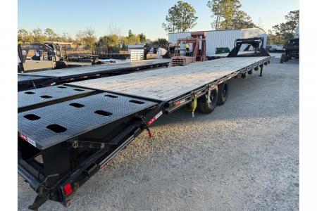 Used 2024 Trail Maxx 40 Ft Gooseneck Equipment Trailer Tandem with Mega Ramps Flatbed Trailer