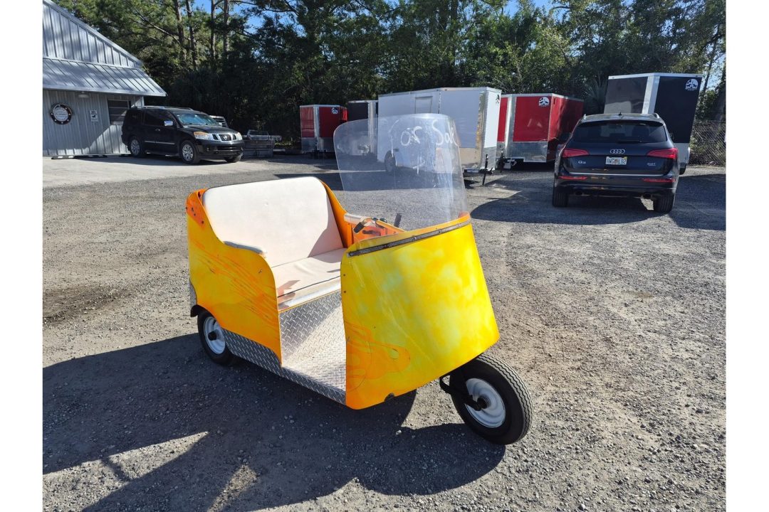 Used 2003 Other Custom 3-Wheeled Golf Cart – Orange & Yellow | Single Seat | Stick Steering and New Batteries Golf Cart