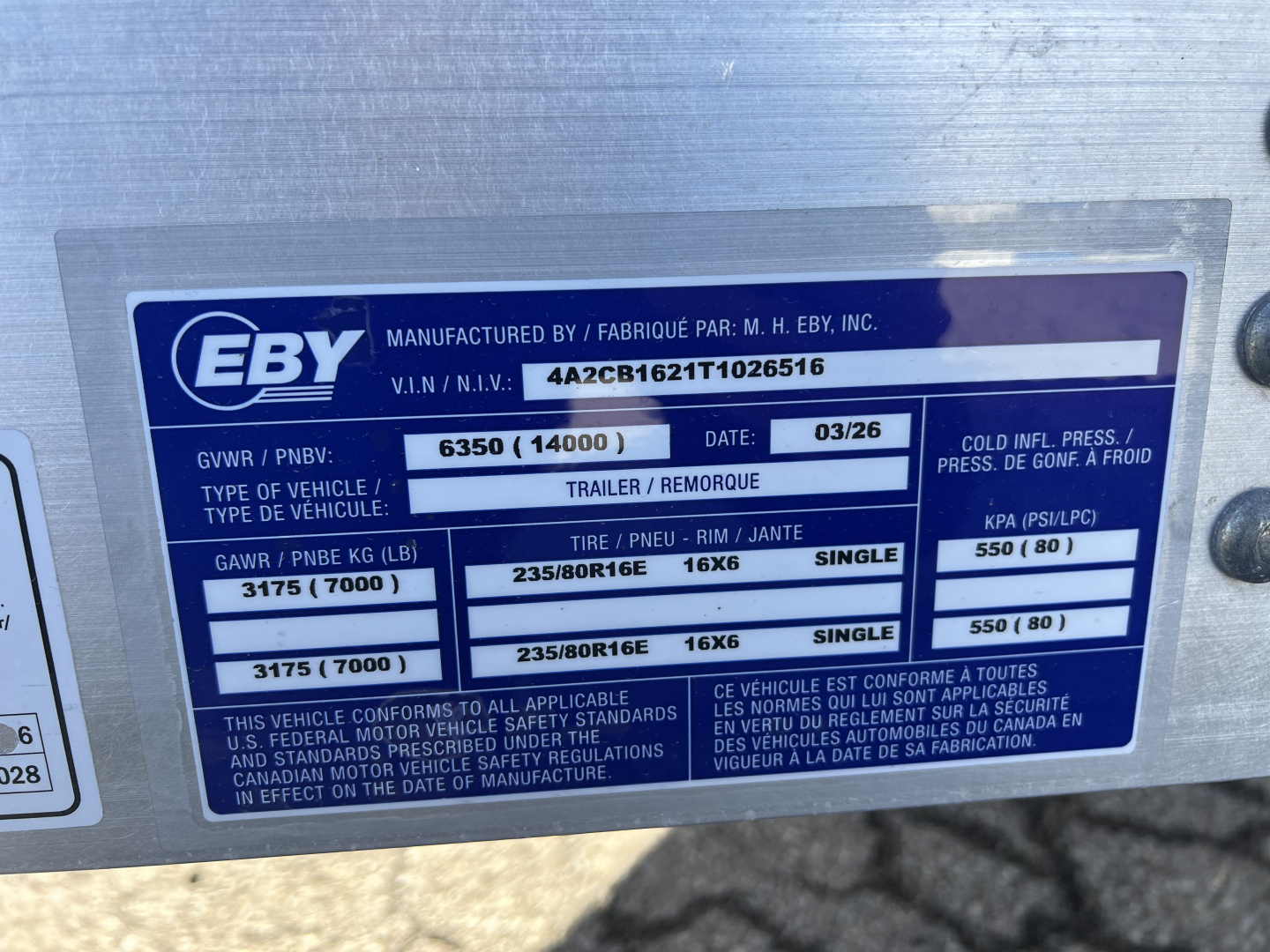 New 2026 EBY Trailers 7X16 14K Dump Trailer