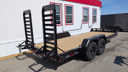 New 2026 Belmont 18' HD Lo Pro Equipment Trailer w/ 5' Stand Up Ramps 16K