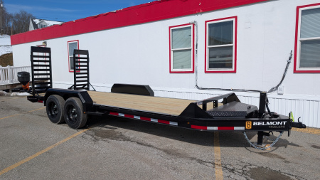 New 2026 Belmont 18' HD Lo Pro Equipment Trailer w/ 5' Stand Up Ramps 14K